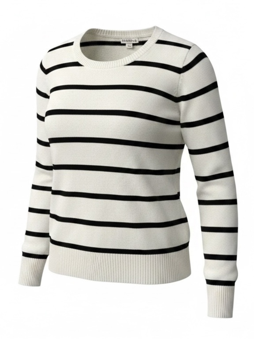 Merona Women's White and Black Striped Crew Neck Sweater
